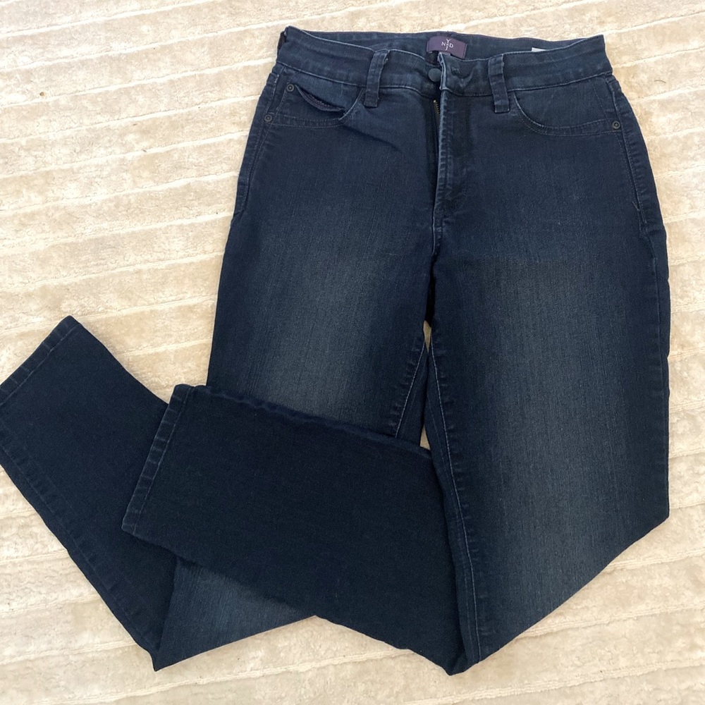 NYDJ NOT YOUR DAUGHTERS JEANS DARK WASH WOMENS STRETCH SKINNY SIZE 4P MIDRISE